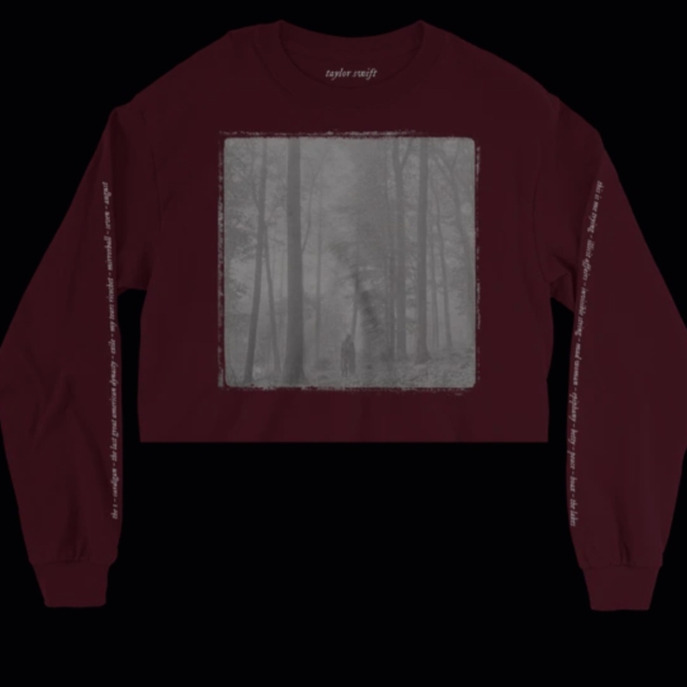 TAYLOR SWIFT FOLKLORE LONG SLEEVE CROP TOP